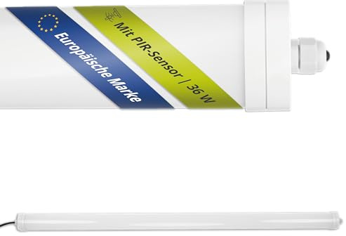 INNOVATE LED Feuchtraumleuchte mit Bewegungsmelder 130cm 1 Stk. 4000K | Feuchtraumleuchte LED mit Bewegungsmelder 36W I Werkstattlampe Kellerlampe IP65 LED Deckenleuchte mit Bewegungsmelder 4000lm