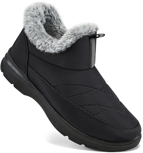 Ecetana Womens Winter Boots Snow Shoes Waterproof Warm Fur Lined Booties Slip on Ankle Boots for Walking