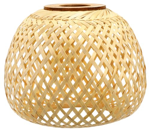 OSALADI Abat-jour en rotin de bambou Lustre Abat-jour Lustre tissé Abat-jour Applique Murale en Rotin Pelle à Eau Bambou Tissage Lanterne en Bambou Panier
