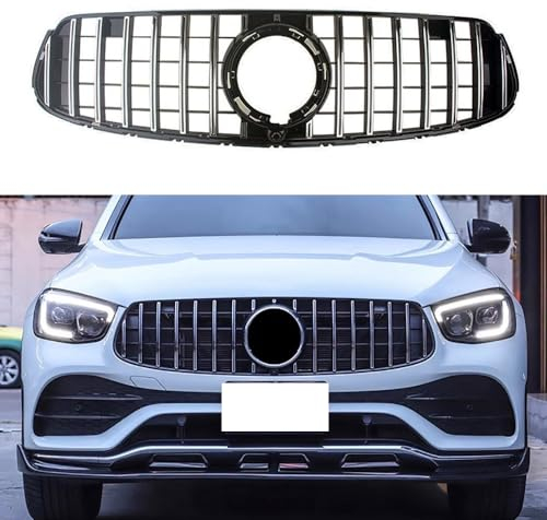 Auto Front Racing Kühlergrill für Mercedes Benz GLC-Klasse X253 C253 AMG Line 2020 2021 2022 Frontstoßstange Kühler Grill GT Stil Gitter,Silver