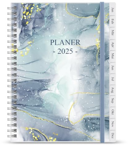 Terminplaner 2025 - Januar 2025 bis Dezember 2025, Kalender 2025 bis 30 Minuten-Intervalle, A5 Wochenplaner mit Monatsregistern, einfache Organisation des täglichen Lebens, 14,8×21cm, Blue