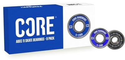 CORE Cuscinetti per skateboard ABEC 11, confezione da 8/4 cuscinetti sigillati 608 per skateboard, longboard, monopattini e pattini a rotelle (confezione da 8, blu ABEC 11)