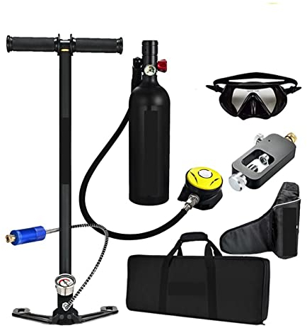 GUOPIN Unterwasseratmung Tauchflaschen-Schwimmzubehör, Tauch-Atemschutzmaske, Tauch-Sauerstoffflasche Ultrahohe Stabilität(Black Package C)