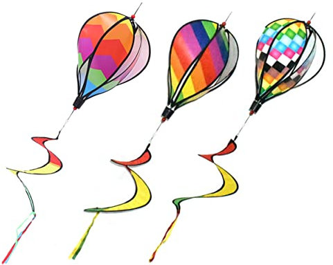 FUNOMOCYA 3 Stück Spirale Heißluftballon Windspiele aus Stoff Wetterfeste Gartendekoration für Außenbereich Einfache Installation für Garten und Terrasse