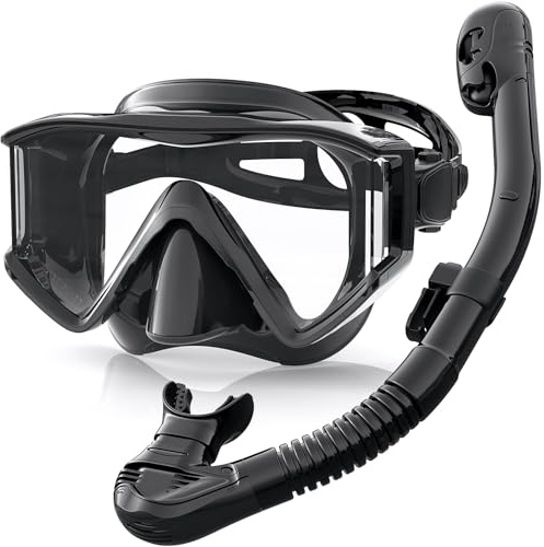 Schnorchelset Erwachsene, Taucherbrille mit Schnorchel, Anti-Fog, Anti-Leak | 3-Fenster-Panorama, Anti-Fog & Anti-Leck, verstellbarer Nasensteg, für Erwachsene, ideal für Schnorcheln & Schwimmen.