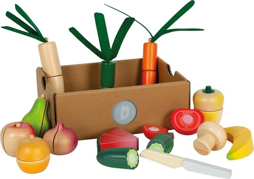 small Foot Schneide-Set Obst und Gemüse Fresh, Lebensmittel für Kinderküche, Rollenspielzeug ab 2 Jahren, 12563, Kindergerecht