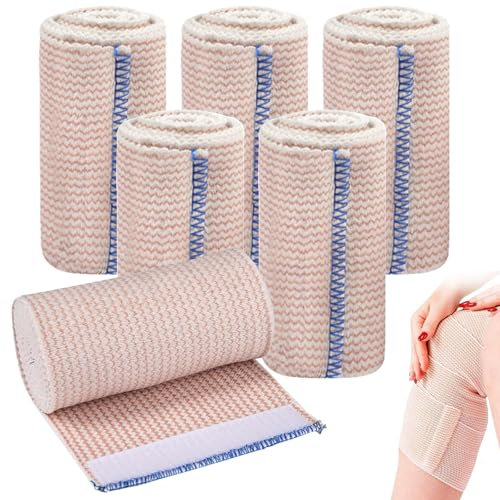 Ksvaye 6 Stück Elastische Bandage Kompressionsbinde Rolle Sportbandage Stützbandage Elastikbandage Elastischer Verband für Knöchelunterstützung Arm- Bein- oder Brustkorbverletzungen