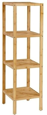 Hoppa! - Bambus-Aufbewahrungsregal - 4 Regalböden - Naturfarbe - 33x33x146 cm