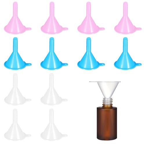 12Pcs Small Plastic Funnel, Tiny Funnels for Filling Small Bottles Capsules Powder Mini Perfume Funnel for Lab Bottles, Perfume, Spice, Powder, Essential Oil