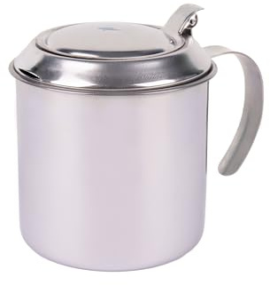 Cofan Grasera de acero inoxidable | Filtro desmontable | Recipiente con colador para conservar aceite | Icono de carne o pescado | Capacidad: 0,75 l | Medidas: 10 x 12 cm (Pescado, 10 x 12 cm)