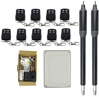 Set Apricancello Elettrico, Apricancello automatico a doppia battente, apricancello elettrico con telecomando for cancello industriale e residenziale for sicurezza domestica/fattoria/garage/azienda,A