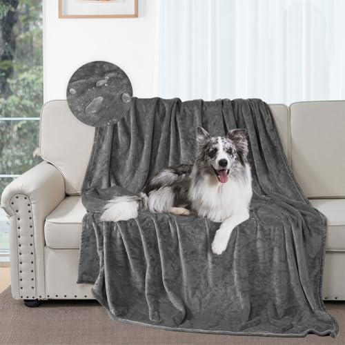 DUJUIKE Manta de Franela Impermeable para Perros y Mascotas - Protección de Muebles, Cama, Sofá - Reversible Suave Multiusos (76 x 102 cm, Gris)