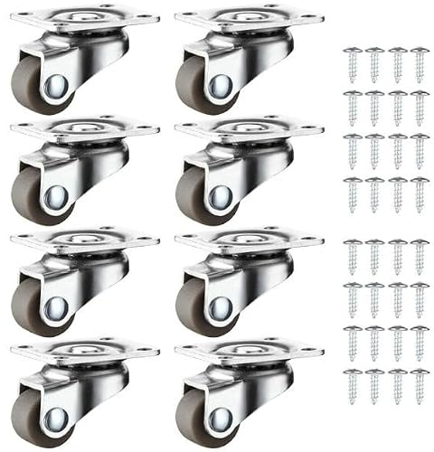 Möbelrollen Klein 8er Set Rollen für möbel 40kg Gesamtkapazität | 360 Grad Schwerlastrollen mit Schrauben für Kleine Möbel, Tisch, Kabinett, Wagen