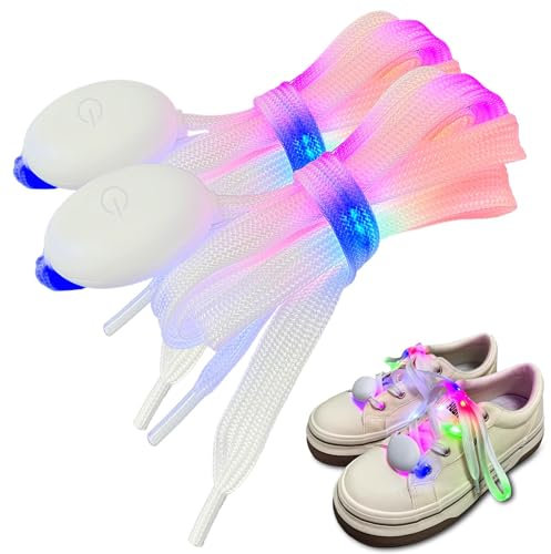 LED Light Up Shoe Laces, Color Flashing Shoelaces Neon Laces for Night Running Cycling, Disco Hip Hop Dance Party