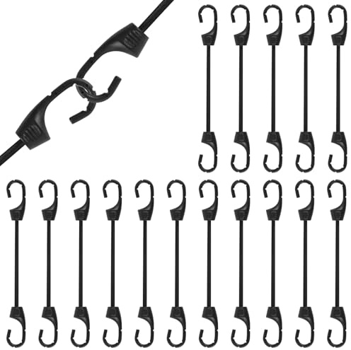Spanngummi mit Haken 16 Stück Expander mit Haken Hohe Elastizität Gummispanner mit Haken Vielseitiger Gummiband mit Haken für Planen Netze Banner Camping
