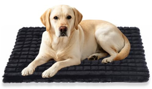 BVAGSS Flauschiges Orthopädisches Hundebett, Waschbar Hundematte, rutschfeste Unterseite, Plüsch Hundekissen Weiche und Warme Hundematte für klein mittel große Hunde XH082 (100x80cm,Schwarz)