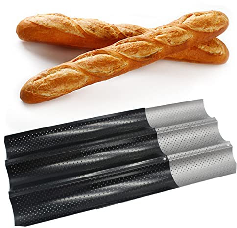 Alipis Molde Para Hornear Pan Francés Tamaño Mediano 3 Ranuras De Acero Inoxidable Plateado Herramienta Para Hornear Cocina Hogar y Panadería