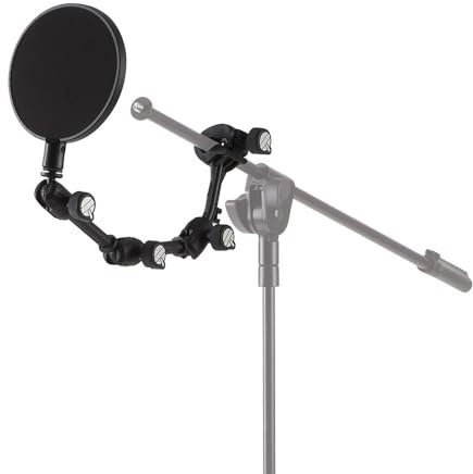 QUIK LOK - FAP/006 Braccio Snodato con Filtro Anti-Pop Ø157mm, Lunghezza Braccio 400mm, Morsetto Regolabile 15-35mm, Filettatura 3/8, Leggero e Portatile