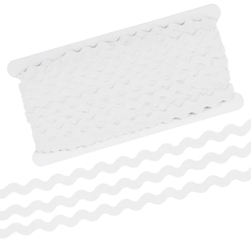 RIC Rac Trim, 5mm 25m Weiß Wellenförmige Geflochtene Borte Fransenbesatz Gewebte Spitze Zickzackband für Nähen Kleidung Kleid DIY Basteln Geschenkverpackung Hochzeit Party Dekoration
