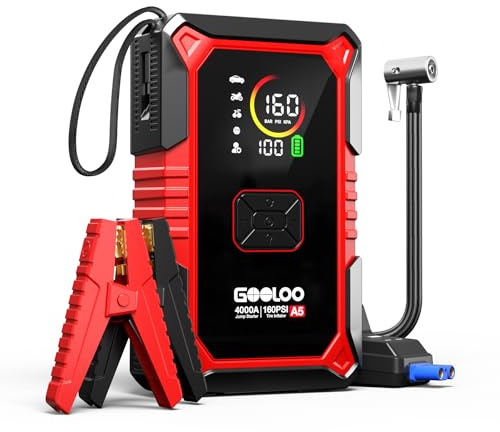GOOLOO A5 4000A Starthilfe Powerbank mit Kompressor 160PSI Luftpumpe