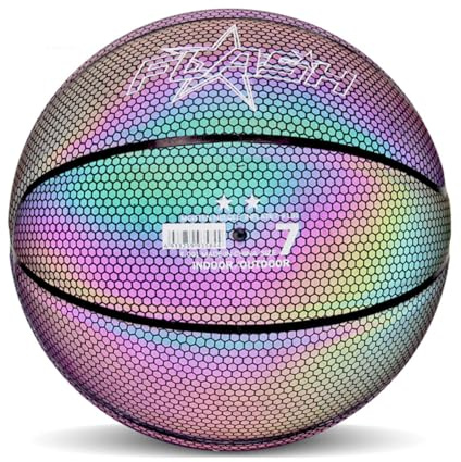 Glow in the Dark Basketball - Radiant Hoop Ball, Size 7 Sports Equipment, Luminous Basketball with Reflective, Bright Night Use for Children, Adults, Exercise, Leather Lightweight Gym Garden