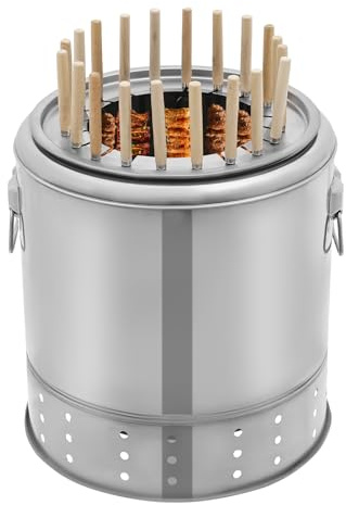 JIAOYINZI 20 Skewers Camping BBQ Grill,13 * 15 in Stainless Steel Hanging Grill for Camping, Picnics, Parties, Beaches