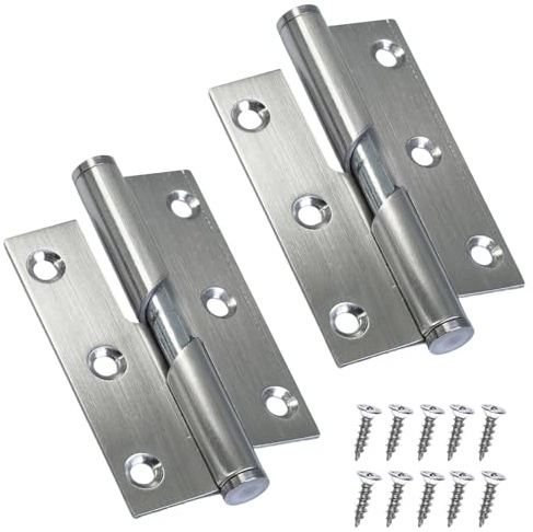 ciciment Pair of 75mm/3-inch Stainless Steel Rising Butt Door Hinges, Lift-Off Design, Rust-Resistant Hinges for Internal & External Doors, Cabinets, Frame Mounting (2 Pack) (Right Handed)