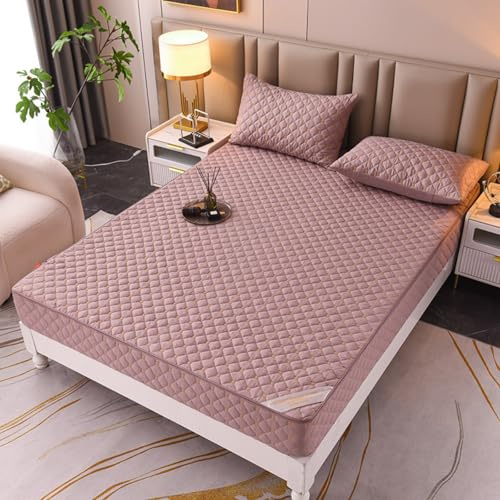 Morbuy Coprimaterasso Singolo Matrimoniale Impermeabile, Coprimaterasso Una Piazza e Mezza Antiacaro con Cerniera Morbida e Traspirante per Materassi Altezza 25cm (120x200+25cm,LA02 Rosa scuro)