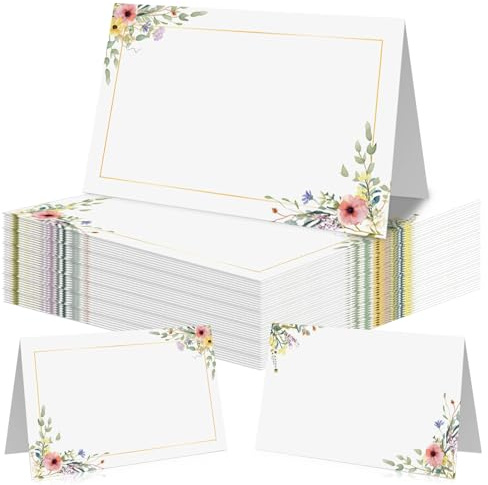 50Pcs Wedding Place Cards for Table Setting Corner Flower Branches Table Name Place Cards for Table Setting Place Setting Card for Wedding Birthday Party Baby Shower Communion Decor