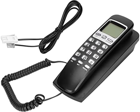Denash Kabel Gebundene Wand-Telefon, KX-T777CID, Multifunktion Aler Kalender LCD-Display-Anrufer-ID Festnetz mit Tasten, Funktion und Wieder Funktion, und Tragbar (Black)