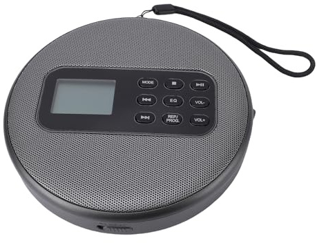 Asixxsix Lettore CD Portatile, Cavo Stereo Ricaricabile da 3,5 Mm Doppi Altoparlanti Lettore CD Bluetooth Portatile, con 1500 MAh Incorporati, per Casa Auto