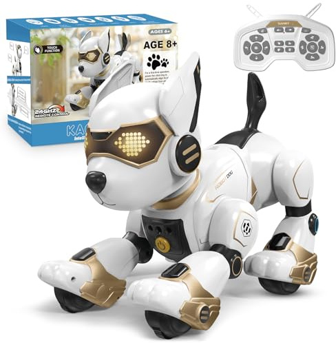 PRANITE Cane Robot, Robot Cane Programmabile per Bambini Telecomandato Giocattolo, Ricaricabile, Imitazione Animale, Comando Vocale, Comando a Gesti, Musica, Danza, per Ragazzi e Ragazze