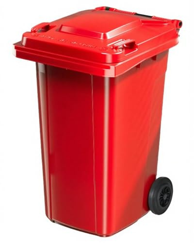 Contenedor Basura Comercial Gran Capacidad Con Tapa Ideal Comunidades Calles Fábricas Obras Construcción Robusto Duradero(Red,32 Gallon)