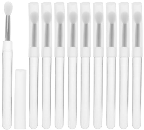 10 Stück Silikon Lippenbalsam Pinselapplikator mit Kappen | Weiß, für Augenlid und Lippenpflege, Tragbar, Leicht zu Reinigen, Wiederverwendbar