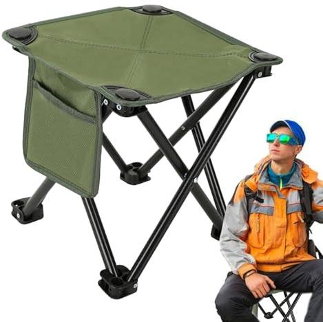 Bärbar campingpall - Heavy Duty Oxford, vikstol i tyg, ventilerande sits, med sidofickor | Kompakt uteservering för resor Vandring Promenad Fiske Sportevenemang Tygstol Ou