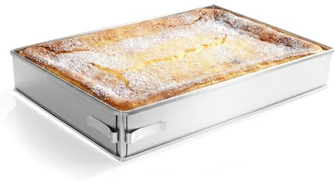 4smile Backrahmen rechteckig verstellbar hoch 5 cm | Edelstahl Backform eckig für die Zubereitung von Schichttorten - Kuchenform rechteckig zum Backen