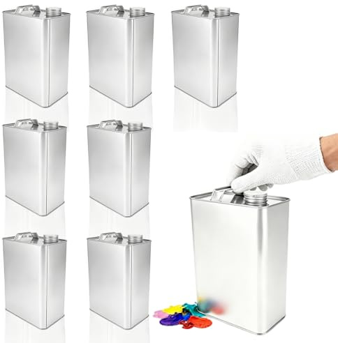 Leemeexaa 8 Pcs 1 Gallon Empty F-Style Metal Rectangular Solvent Can,128 fl. oz. Empty Steel Paint Storage Tin with Pull-Up Spout Secure Caps Unlined Can for Craft Paint,Automotive Coatings.