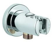 GROHE Relexa Wandanschlussbogen (1/2″, mit Wandbrausehalter, Außengewinde, eigensicher gegen Rückfließen), chrom, 28679000
