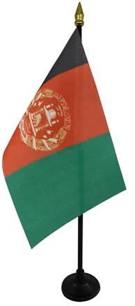 AZ FLAG - Afghanistan mini bordsflagga - 15 x 10 cm - afghansk kontorsflagga 100% polyester med guldspetsstift
