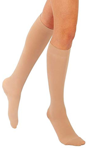 RIEMTEX Kompressionsstrümpfe Waden CCL2 Damen Herren geschlossene Spitze | 23–32 mmHg | Classic Serie 7211 | Schwarz oder Beige | komfortabel für den Alltag