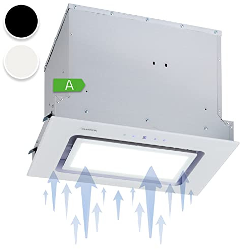 Klarstein Dunstabzugshaube Unterbau, Einbau-Dunstabzugshaube Flach mit Spülmaschinenfestem Aluminium-Fettfilter, 506m³/h Luftstrom, LEDs, Abzugshaube aus Stahl, Dunstabzugshaube ohne Abluftrohr