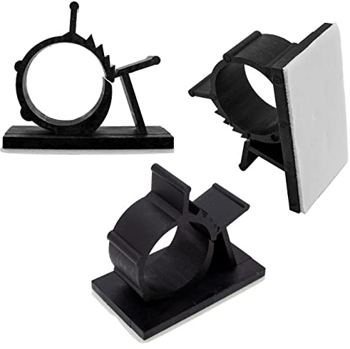 50x einstellbare Kabelschelle 16,5-20,1mm schwarz mit Klebesockel 41x24mm Kabelklemme