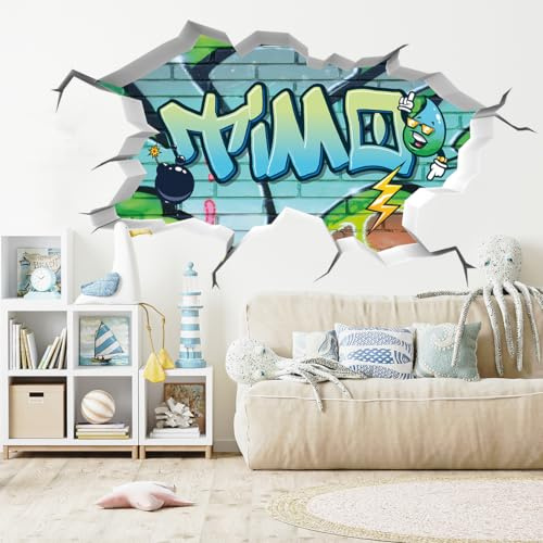 tjapalo® v167 Cooles Wandtattoo Junge Name Wandsticker Jungen Zimmer Wandtattoo Jungen Wandtatoo Kinderzimmer Junge mit Wunschname, Größe: B29xH16cm