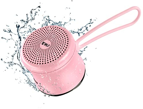 EWA A119 Mini Altavoz Bluetooth Portátiles Inalámbrico con Cordón, Radiador de Bajos, Impermeable IPX7, Pequeño Pero Potente, Materiale Metal, Ideal para el Hogar, la Oficina y al Aire Libre(Rosa)