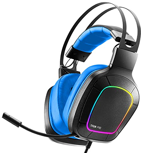 NITHO TITAN PRO Cuffie Gaming per PC/PS4/PS5, Cuffie da Gioco con Surround Sound 7.1, Driver da 50mm, ‎Jack USB 3.5 mm, Microfono Cardioide - Blu