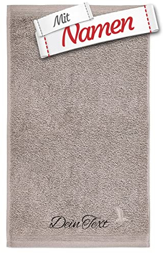 möve Superwuschel Saunatuch mit Namen Bestickt, 80x200 Cashmere Grau Baumwolle, Personalisiert bestickte Saunatücher zum Baden, Frottee Saunatuch besticken Lassen