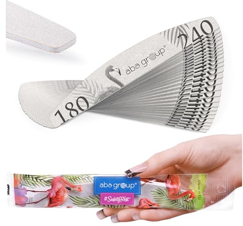Aba Group Nagelfeile Set Professionell - Doppelseitig Nagelfeilen für Gelnägel - Nagelpfeile Slim (2mm) 25 Stück - Feilen für Gelnägel Gradation 180/240 - Nagelskötsel och Stylingverktyg