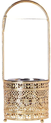 Luna Grand panier à charbon oriental en acier inoxydable pour barbecue, panier à charbon, bac à charbon de bois, bac à charbon avec poignée de sécurité, résistant à la chaleur - L, doré