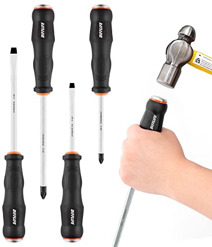 DIFFLIFE Screwdriver Sets Screwdriver Kit 4-Piece, Professional Cushion Grip Insulated Magnetic Tip Electrician Screwdriver Kits (4-Piece)…