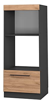 Vicco Mikrowellenschrank Fame-Line, Goldkraft Eiche, 60 cm offen